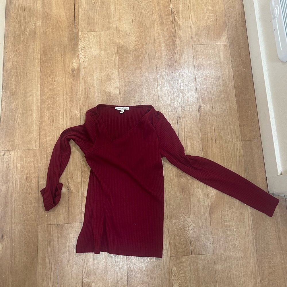 Women's Red V-Neck Top